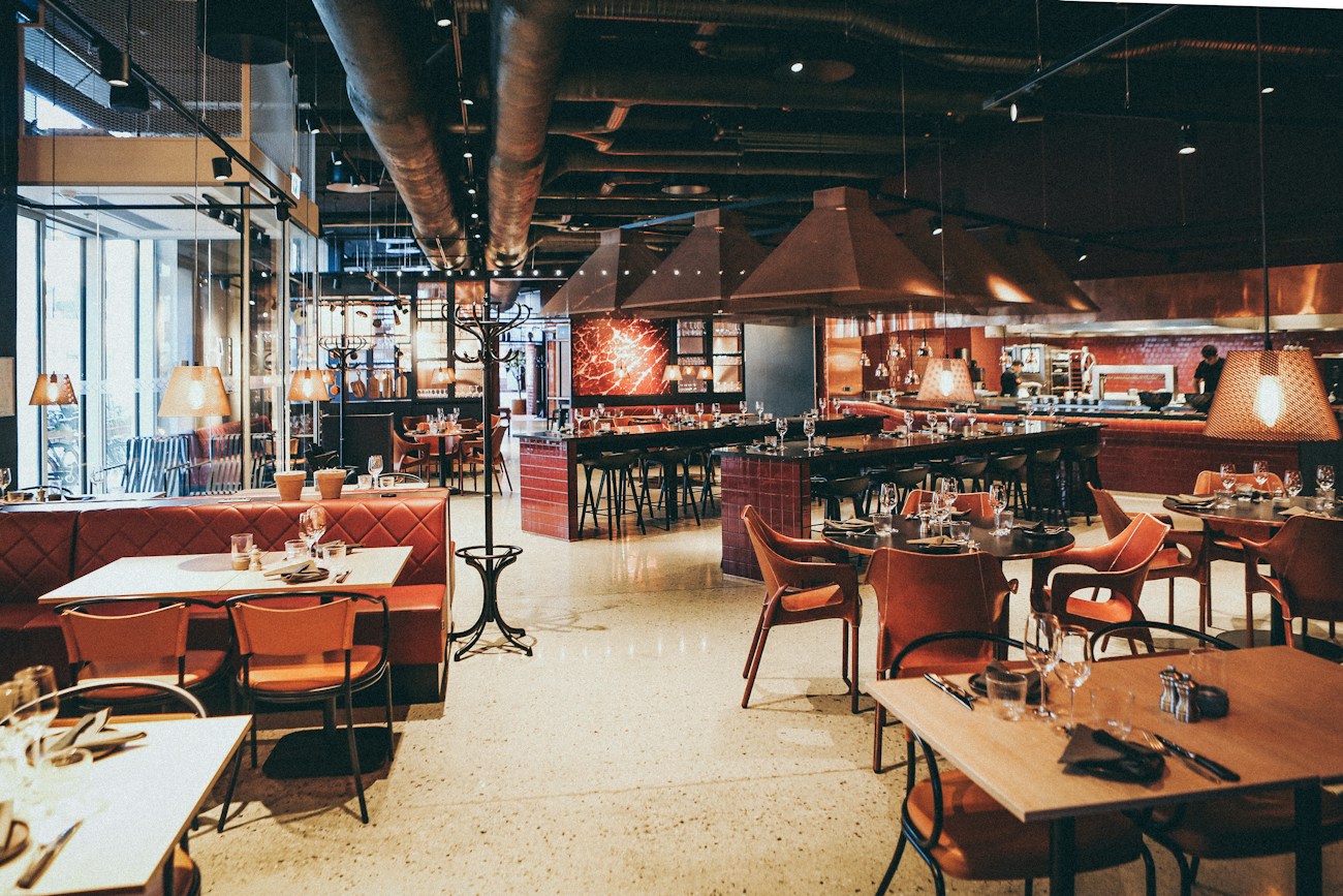 Restaurant interior with dining tables